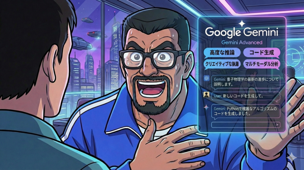 GoogleGeminiの説明をする福祉事業所の管理者