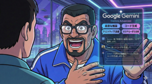 GoogleGeminiの説明をする福祉事業所の管理者